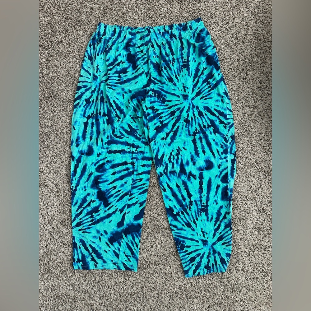 Jenni Intimates Blue Tie-Dye Lounge Pajama Pants Plus 1X